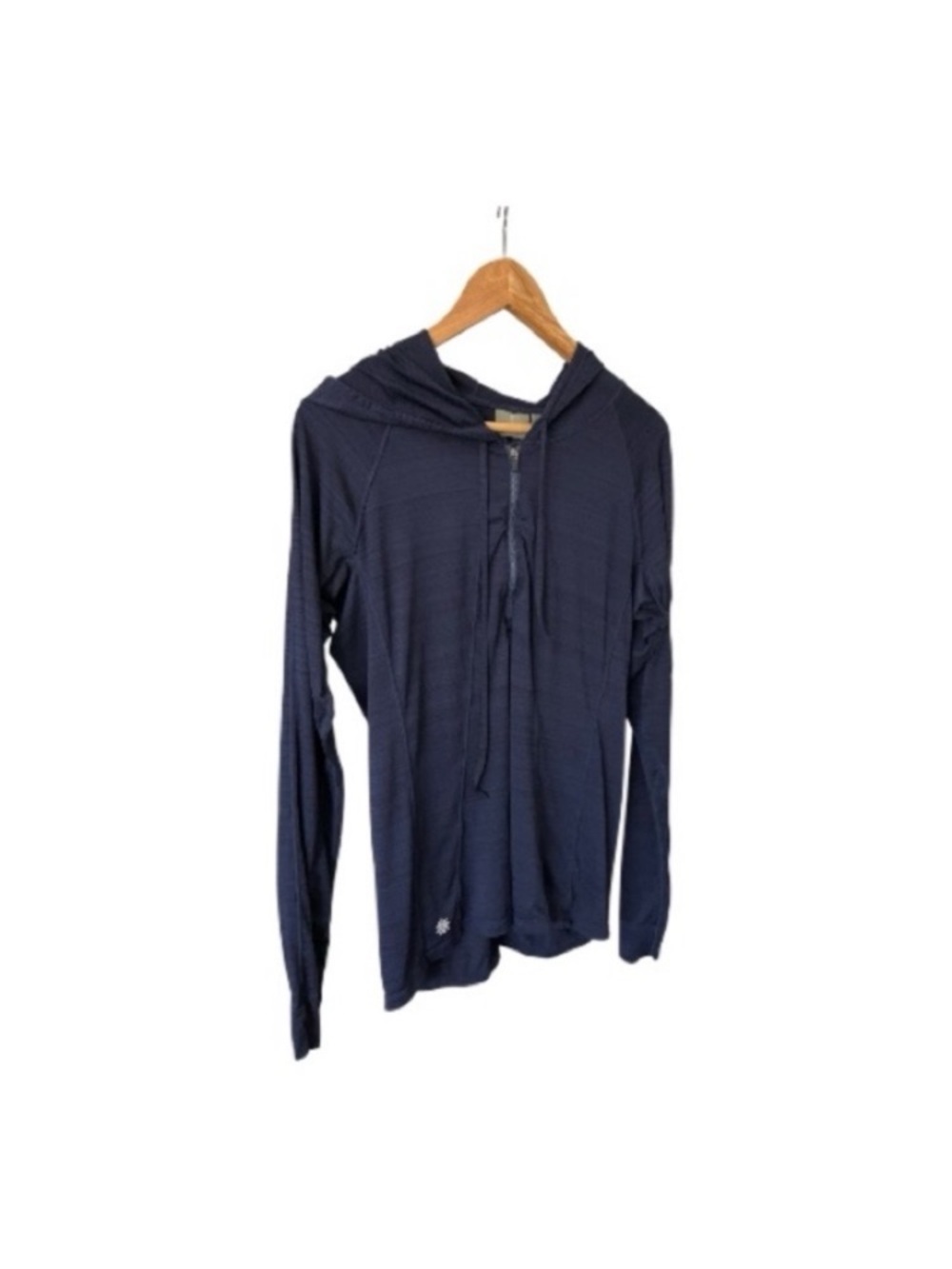 Athleta Half-zip Hooded Navy Active Lightweight Long Sleeve Tee Size L